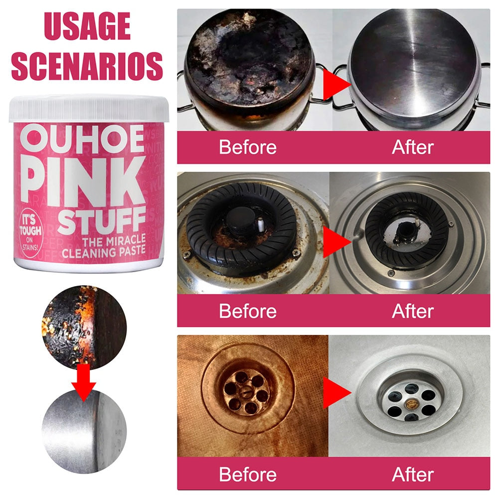 1/3pcs100g Multi-functional Cleaning Cream Household Mild Stove Cleaner Kitchen Detergent Universal Pink Active Solid Cleaner
