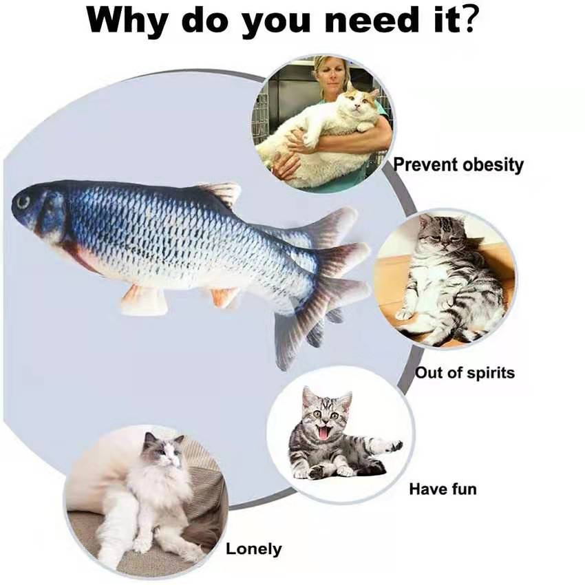 【MV343】Cat USB Charger Toy Fish Interactive Electric floppy Fish Cat toy