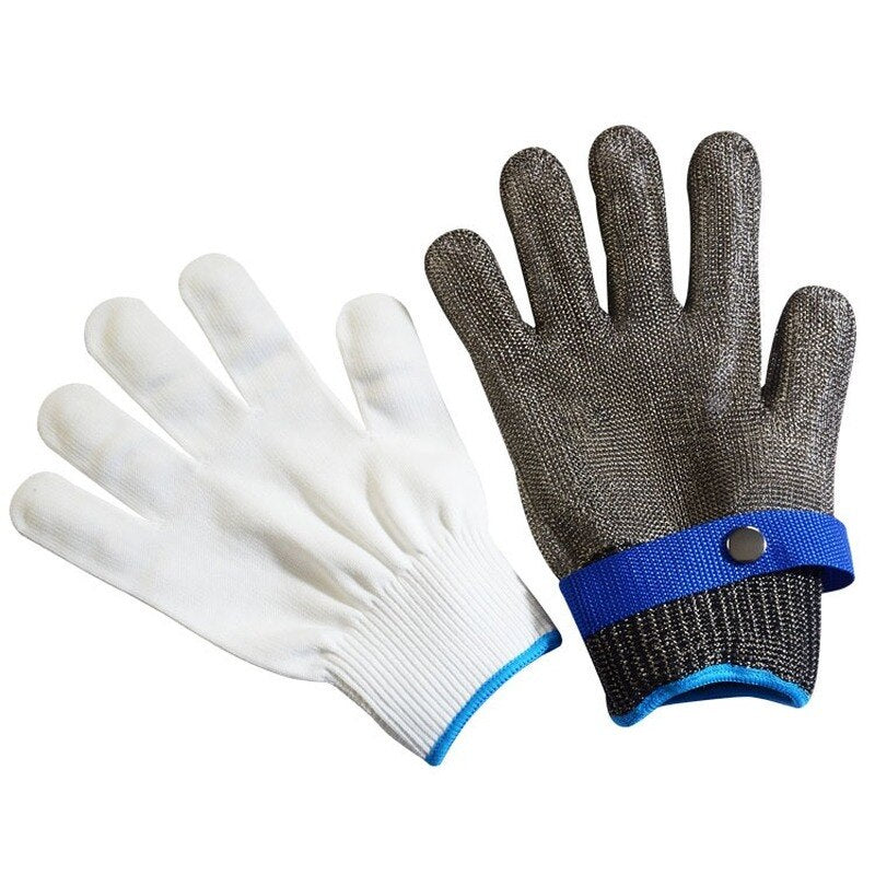 New 1PC Stainless Steel Grade 5 Steel Wire PE Steel Ring Iron Gloves Wearing Left Right Mountain Outdoor Acessories