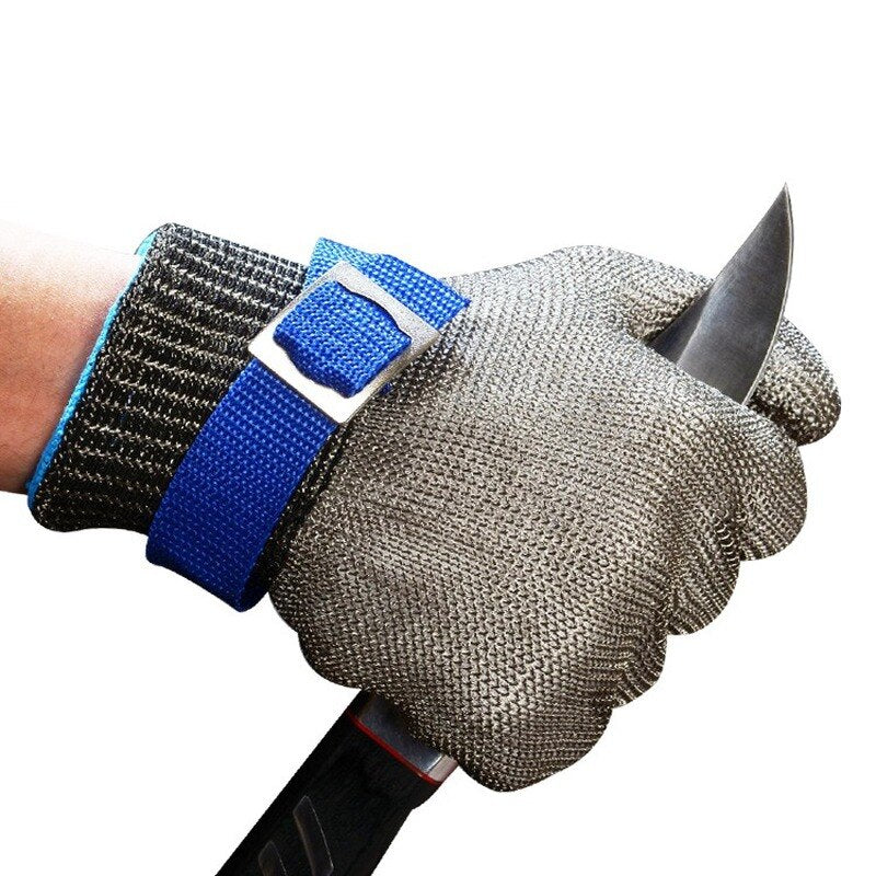 New 1PC Stainless Steel Grade 5 Steel Wire PE Steel Ring Iron Gloves Wearing Left Right Mountain Outdoor Acessories