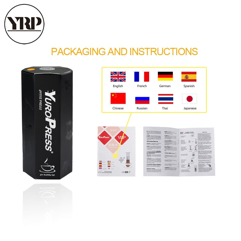 YRP YuroPress Portable Coffee Maker Espresso French Press barista tools Coffee Pot Air Press Drip Coffee Machine Filters Paper
