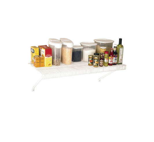 PY01 Storage Racks Rubbermaid White Steel Epoxy-Coated Heavy Duty Tight Mesh Shelf Kit 16 in. x 3 ft.