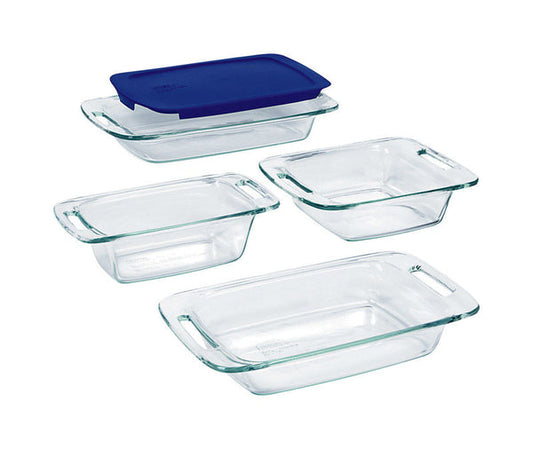 PY01 Storage Boxes Pyrex 9 in. W X 13 in. L Bake and Store Set Blue/Clear 5 pc