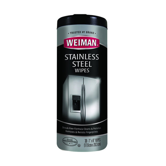 PY01 Weiman Fresh Clean Scent Stainless Steel Cleaner 30 pk Wipes
