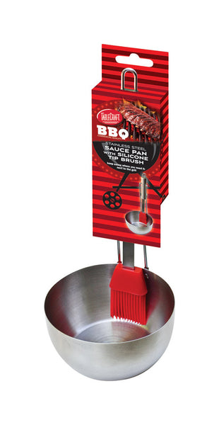 PY01 Pans&Woks TableCraft BBQ Red/Silver Stainless Steel Brush/Sauce Pan