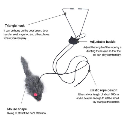 Adjustable Elastic Mouse  Toys Interactive Door Window Hanging Mice Butterfly Flutter Teaser Self Palying Pet Toys for petss